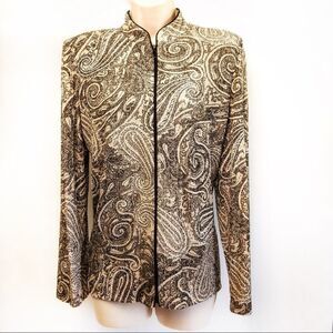 Vintage Sparkling Paisley Mandarin Jacket Sz M